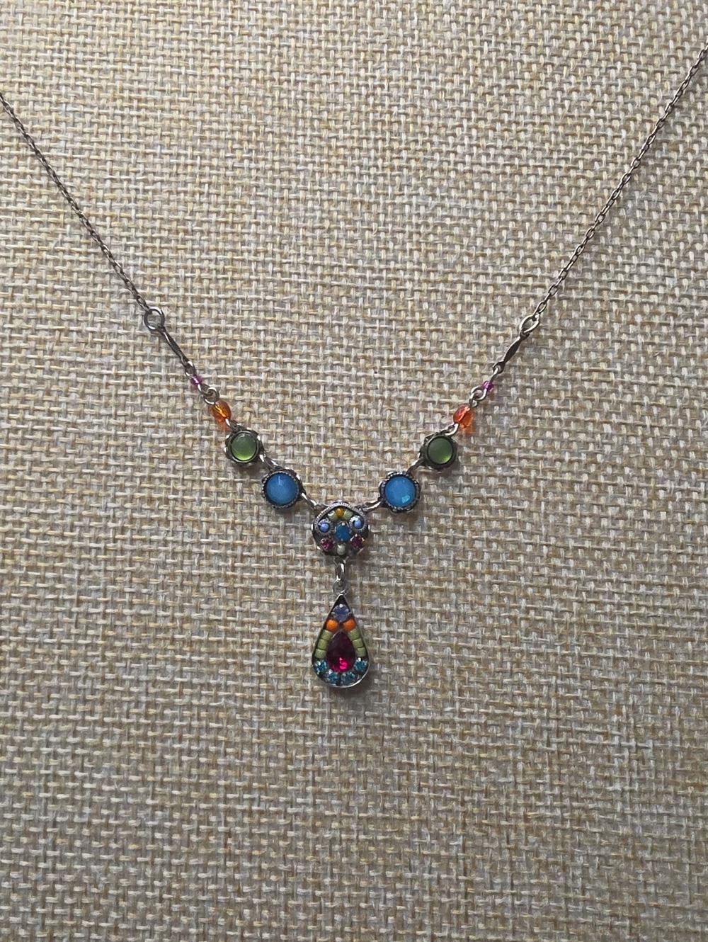 Multicolor Teardrop Pendant Necklace - Women Jewelry
